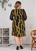 Picture of SOPHISTICATED DRESS WITH BEADED NECKLINE IN GEOMETRIC PRINT